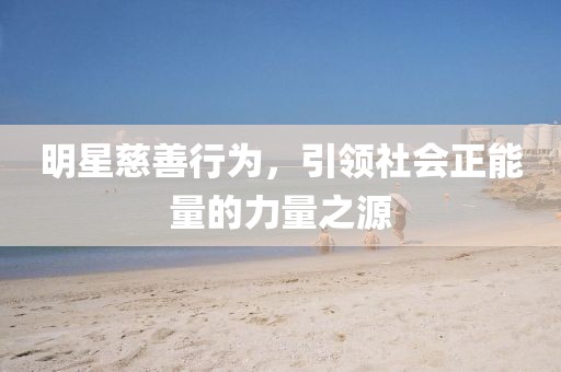明星慈善行为，引领社会正能量的力量之源