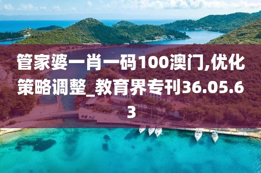 管家婆一肖一码100澳门,优化策略调整_教育界专刊36.05.63