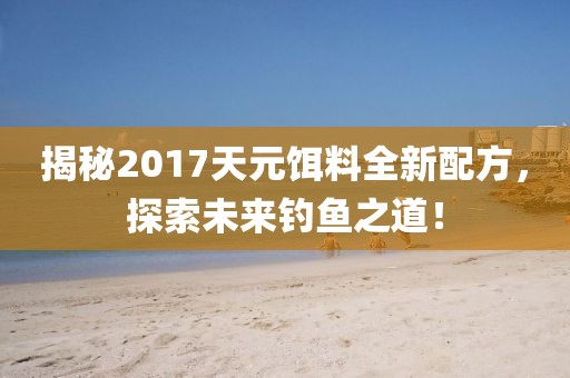 揭秘2017天元饵料全新配方，探索未来钓鱼之道！