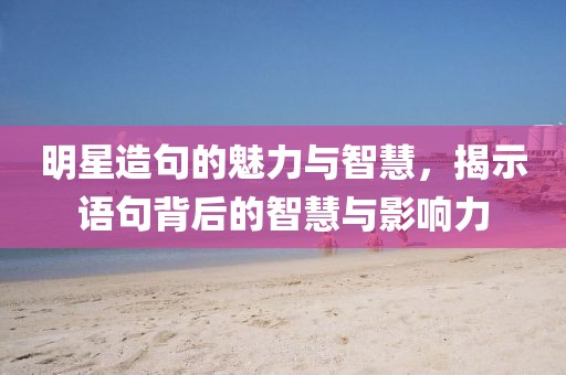 明星造句的魅力与智慧，揭示语句背后的智慧与影响力