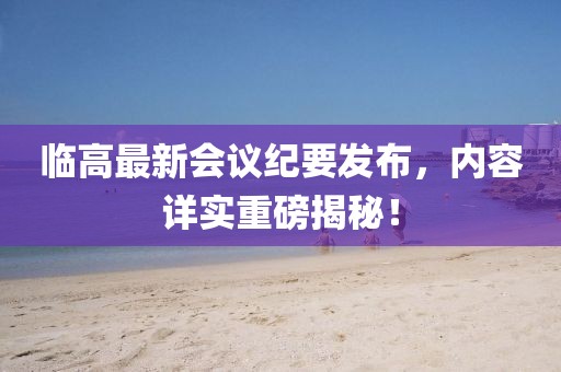 临高最新会议纪要发布，内容详实重磅揭秘！