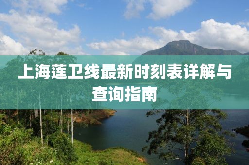 上海莲卫线最新时刻表详解与查询指南