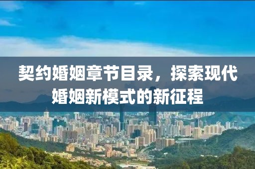 契约婚姻章节目录，探索现代婚姻新模式的新征程