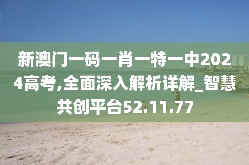 新澳门一码一肖一特一中2024高考,全面深入解析详解_智慧共创平台52.11.77