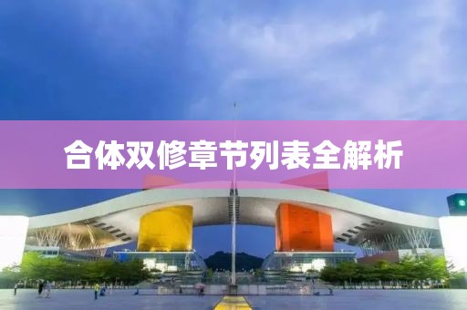 合体双修章节列表全解析