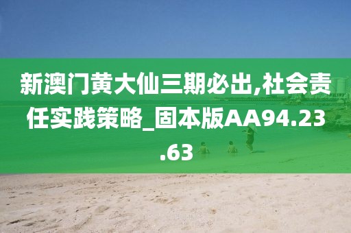 新澳门黄大仙三期必出,社会责任实践策略_固本版AA94.23.63