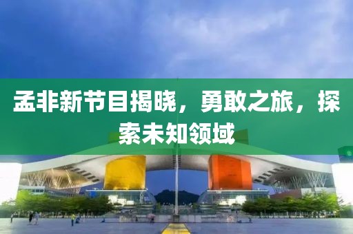 孟非新节目揭晓，勇敢之旅，探索未知领域