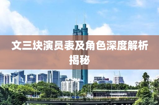文三块演员表及角色深度解析揭秘