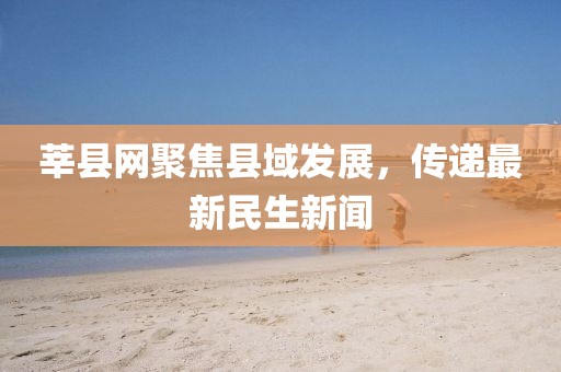 莘县网聚焦县域发展，传递最新民生新闻