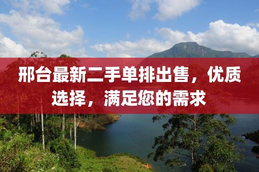 邢台最新二手单排出售，优质选择，满足您的需求