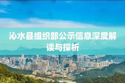 沁水县组织部公示信息深度解读与探析