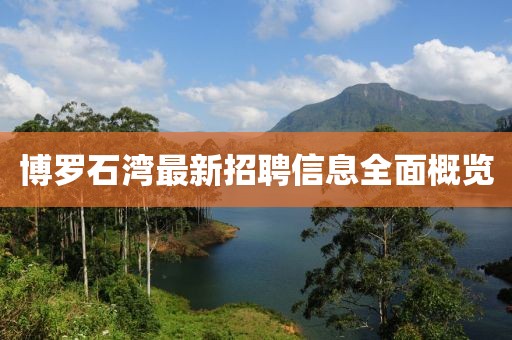 博罗石湾最新招聘信息全面概览