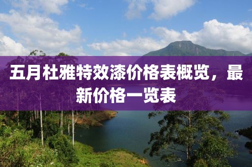 五月杜雅特效漆价格表概览，最新价格一览表