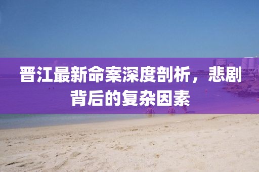 晋江最新命案深度剖析，悲剧背后的复杂因素