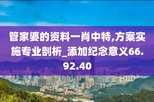 管家婆的资料一肖中特,方案实施专业剖析_添加纪念意义66.92.40
