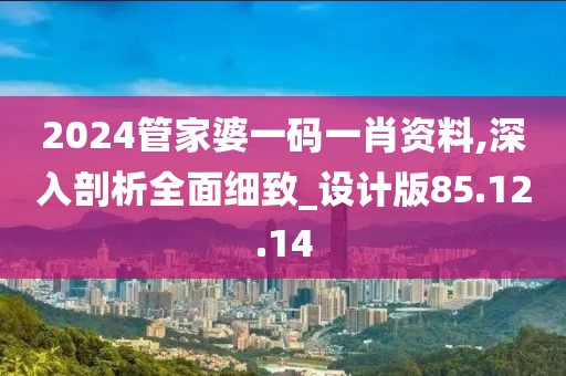 2024管家婆一码一肖资料,深入剖析全面细致_设计版85.12.14