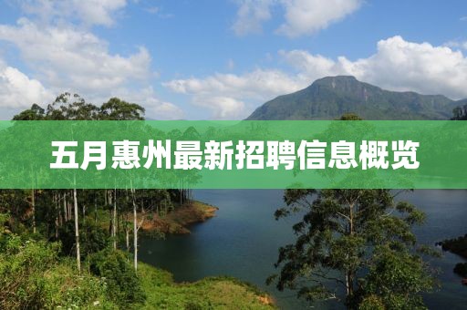 五月惠州最新招聘信息概览