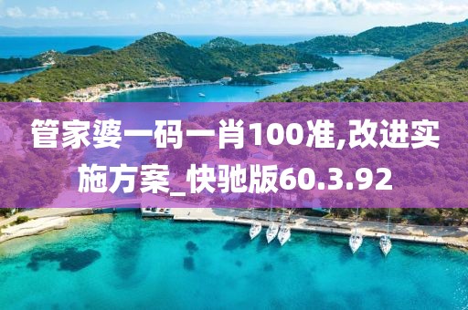 管家婆一码一肖100准,改进实施方案_快驰版60.3.92