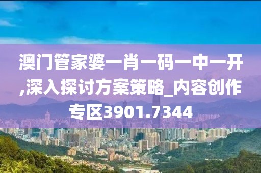 澳门管家婆一肖一码一中一开,深入探讨方案策略_内容创作专区3901.7344