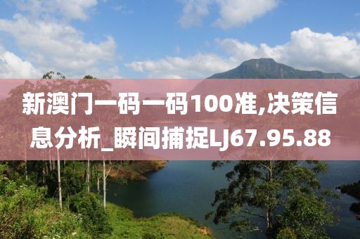 新澳门一码一码100准,决策信息分析_瞬间捕捉LJ67.95.88