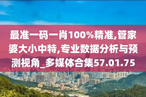 最准一码一肖100%精准,管家婆大小中特,专业数据分析与预测视角_多媒体合集57.01.75