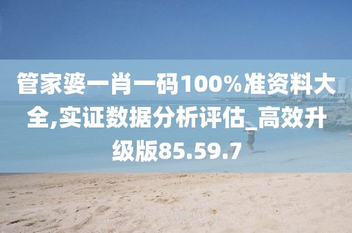 管家婆一肖一码100%准资料大全,实证数据分析评估_高效升级版85.59.7