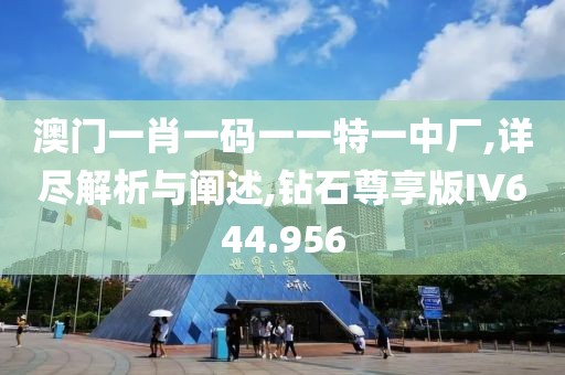 澳门一肖一码一一特一中厂,详尽解析与阐述,钻石尊享版IV644.956
