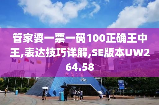 管家婆一票一码100正确王中王,表达技巧详解,SE版本UW264.58