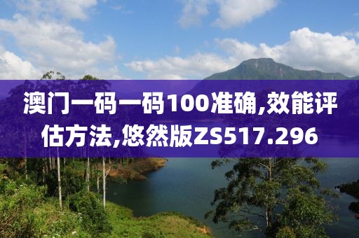 澳门一码一码100准确,效能评估方法,悠然版ZS517.296