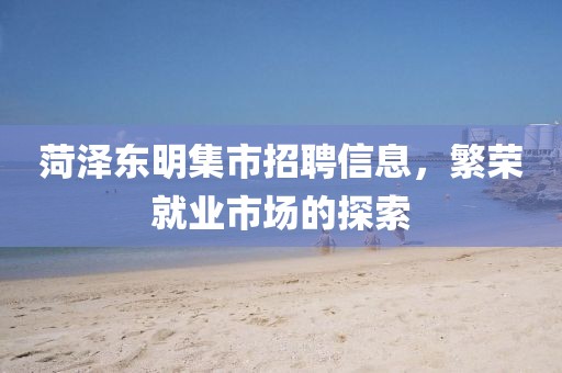 菏泽东明集市招聘信息，繁荣就业市场的探索