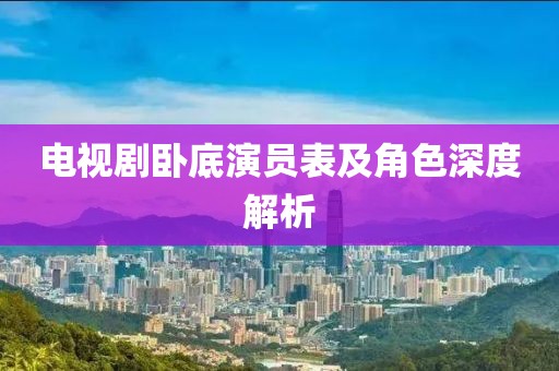 电视剧卧底演员表及角色深度解析
