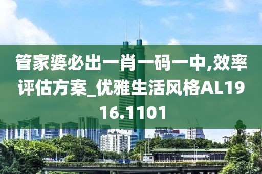 管家婆必出一肖一码一中,效率评估方案_优雅生活风格AL1916.1101