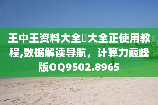 王中王资料大全枓大全正使用教程,数据解读导航，计算力巅峰版OQ9502.8965