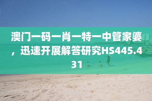 澳门一码一肖一特一中管家婆，迅速开展解答研究HS445.431