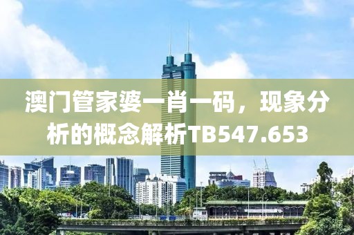 澳门管家婆一肖一码，现象分析的概念解析TB547.653