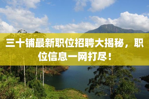三十铺最新职位招聘大揭秘，职位信息一网打尽！