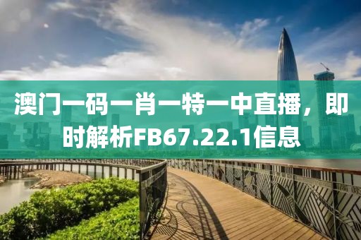 澳门一码一肖一特一中直播，即时解析FB67.22.1信息