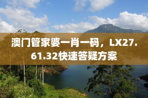 澳门管家婆一肖一码，LX27.61.32快速答疑方案