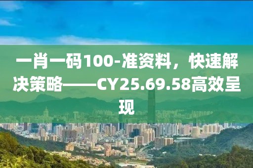 一肖一码100-准资料，快速解决策略——CY25.69.58高效呈现