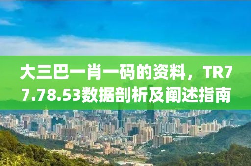 大三巴一肖一码的资料，TR77.78.53数据剖析及阐述指南