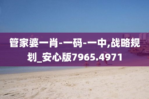 管家婆一肖-一码-一中,战略规划_安心版7965.4971