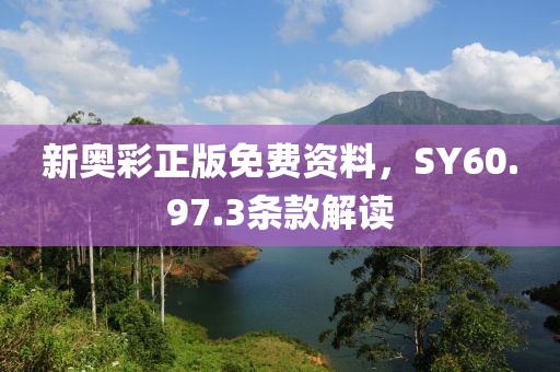 新奥彩正版免费资料，SY60.97.3条款解读