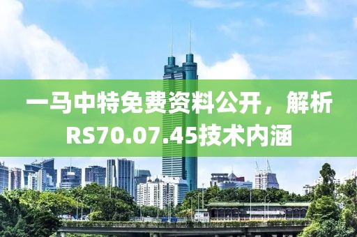 一马中特免费资料公开，解析RS70.07.45技术内涵