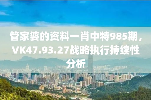 管家婆的资料一肖中特985期，VK47.93.27战略执行持续性分析
