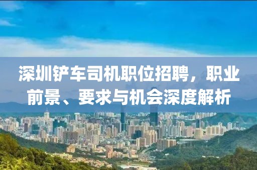 深圳铲车司机职位招聘，职业前景、要求与机会深度解析